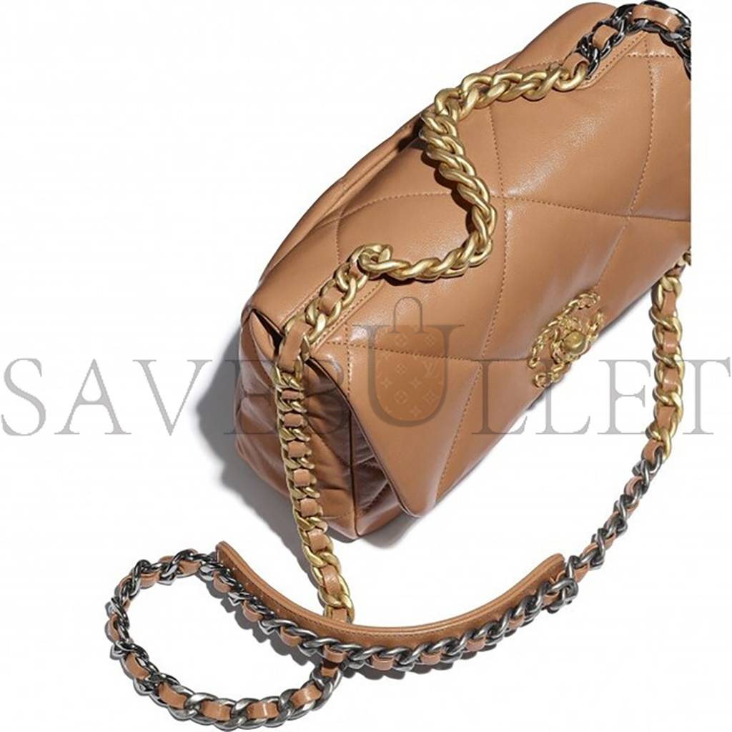 Ch*el 19 handbag gold hardware as1160 b04852 nb356 (26*16*9cm)